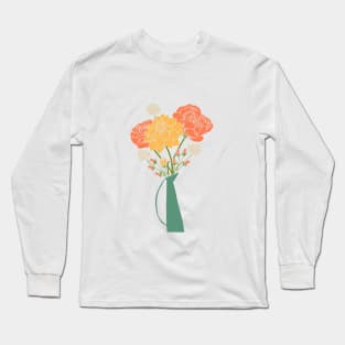 Floral Bouquet in Forest Green Long Sleeve T-Shirt